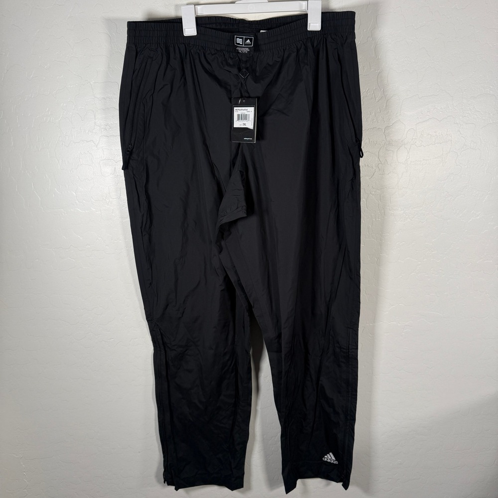 Adidas Rain Pants Mens 2XL Black ClimaProof Golf Weather Resistant New